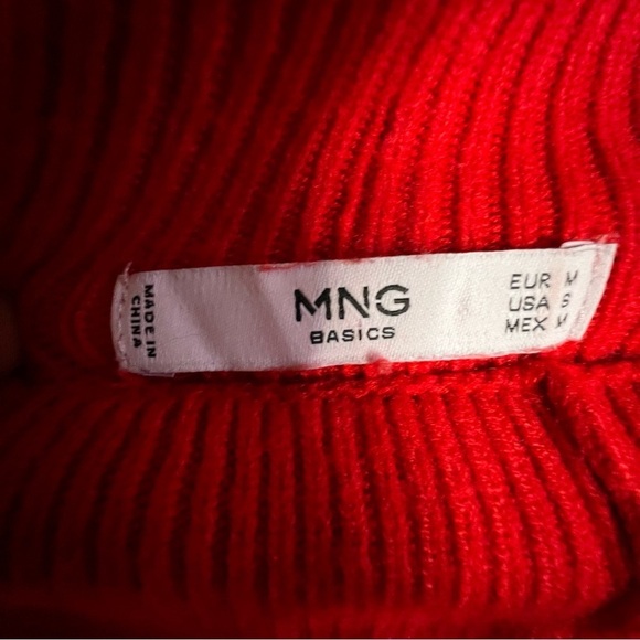 Mango Oversized Chunky Rib Knit Sweater with Balloon Sleeves Orange Size Small - Picture 9 of 10